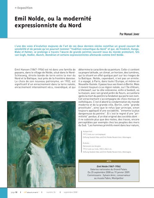 Emil Nolde, ou la modernitÃ© expressionniste du Nord - Art Absolument
