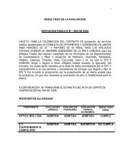 RESULTADO DE LA EVALUACION INVITACION ... - Convida