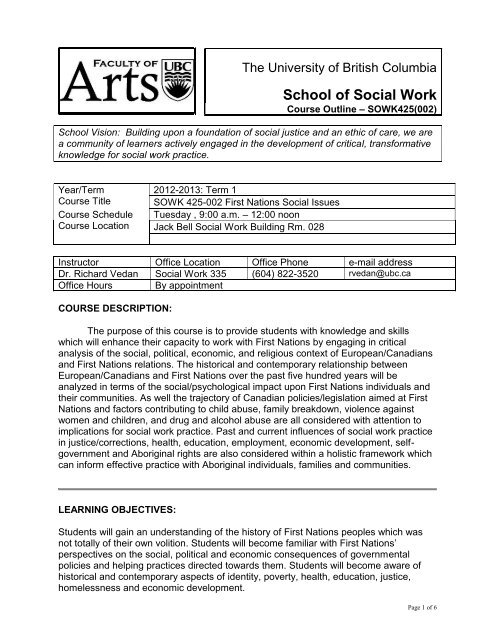 Course Outline Format - School of Social Work - University of British ...