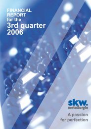 Report for the 3rd Quarter 2006 - SKW Stahl-Metallurgie Holding AG