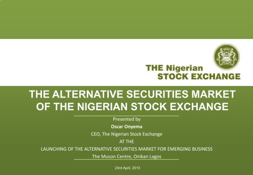 THE ALTERNATIVE SECURITIES MARKET - The Nigerian Stock ...