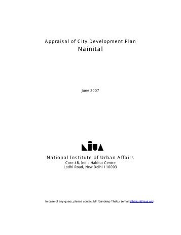 Appraisal of City Development Plan: Nainital - JnNURM