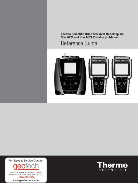 Thermo Scientific Orion Star A221 Reference Guide - Geotech ...