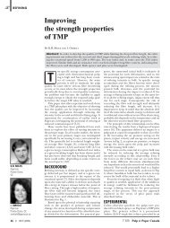 Improving the strength properties of TMP - Pulp and Paper Canada