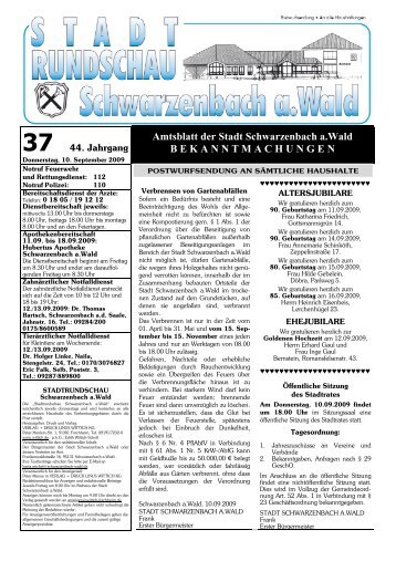 Mitteilung des Landratsamtes Hof - Schwarzenbach am Wald