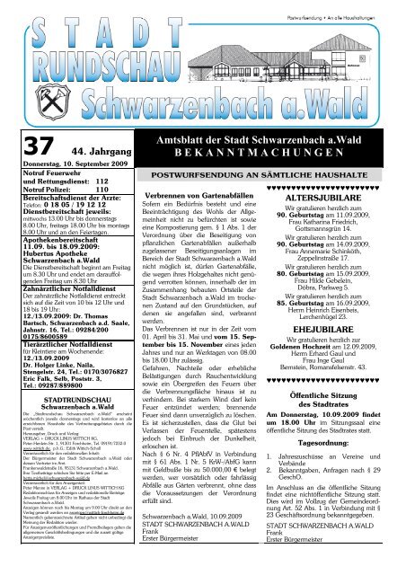 Mitteilung des Landratsamtes Hof - Schwarzenbach am Wald