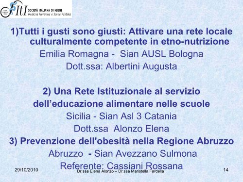 La prevenzione dell'obesitÃ . Buone pratiche a livello ... - CCM Network