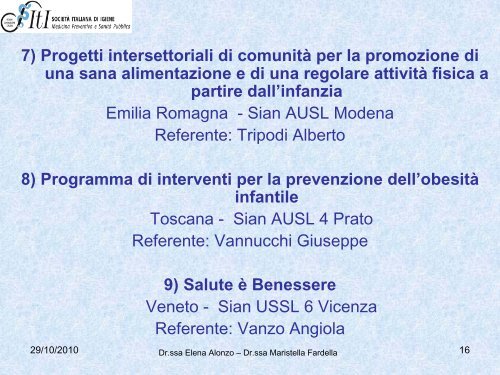 La prevenzione dell'obesitÃ . Buone pratiche a livello ... - CCM Network