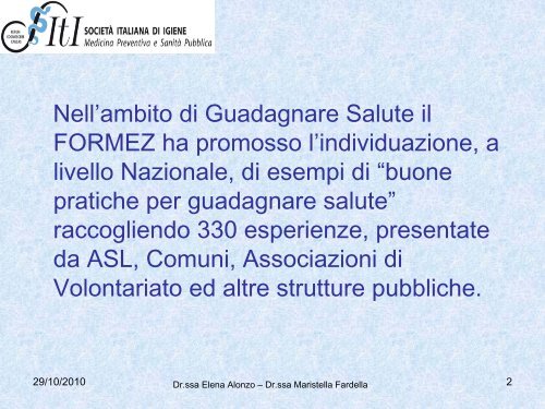 La prevenzione dell'obesitÃ . Buone pratiche a livello ... - CCM Network