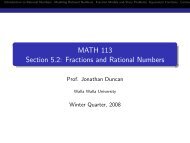 MATH 113 Section 5.2: Fractions and Rational Numbers