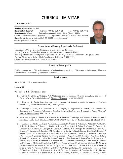 CURRICULUM VITAE - Universidad Carlos III de Madrid