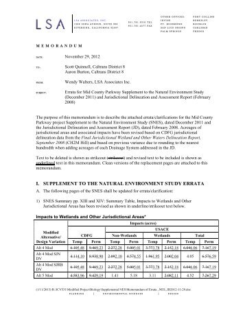 Errata Memorandum for the Supplement to the Natural Environment ...