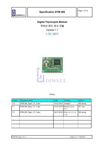 Specification DTM-300 Digital Thermopile Module ì ì¸ì  ì¨ë ì¼ì ...