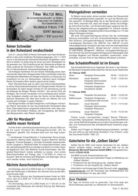 88. Ausgabe vom 12.02.2005 - Gemeinde Morsbach