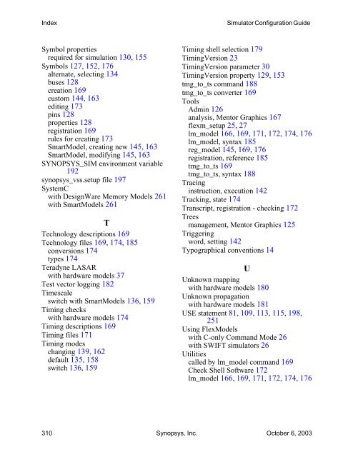 Simulator Configuration Guide for Synopsys Models