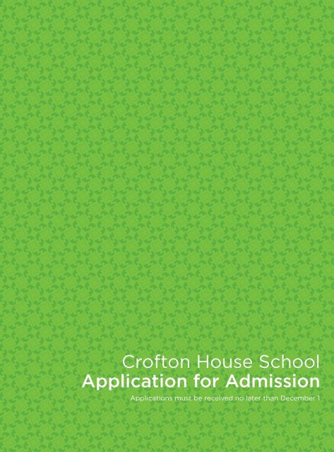 Application Form - Crofton House School