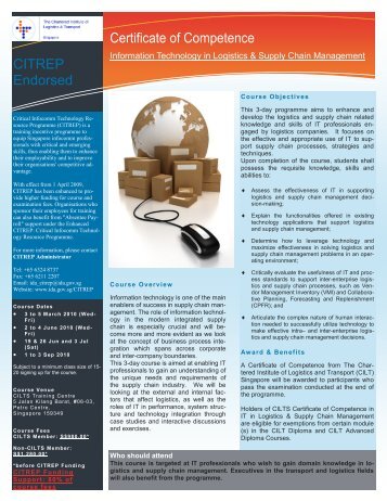 COC-IT in Logistics and Supply Chain Management - CILT Singapore
