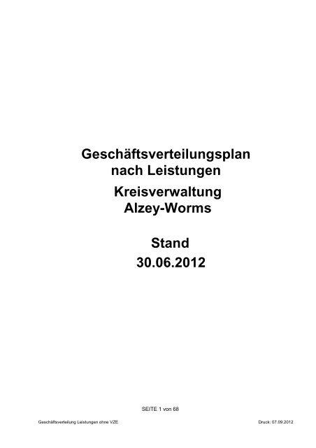 Geschäftsverteilungsplan nach Leistungen - Landkreis Alzey-Worms