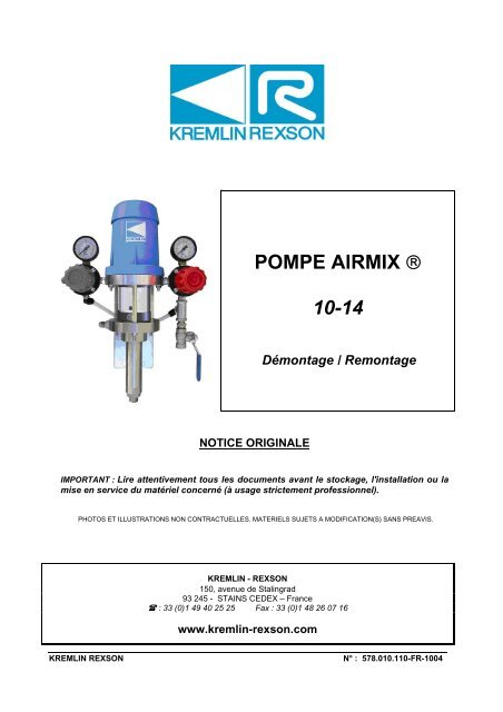 POMPE AIRMIX ® 10-14 - Kremlin Rexson Sames