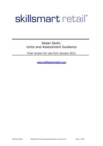 Retail Skills Units and Assessment Guidance - Jan 2012 - NCFE