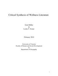 Critical Synthesis of Wellness Literature - Department of Geography ...