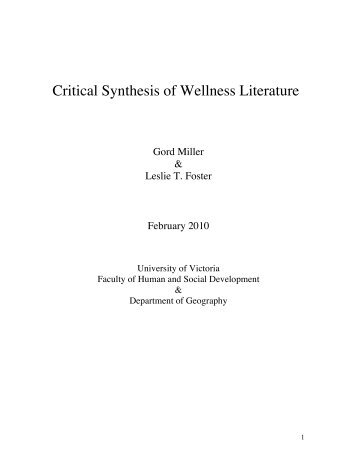 Critical Synthesis of Wellness Literature - Department of Geography ...