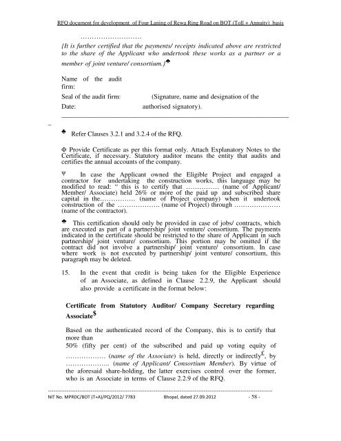 (rfq) document for development of four laning of rewa ring road on ...