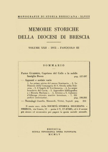 XXII (1955) Monografie di storia bresciana, 48 ... - Brixia Sacra