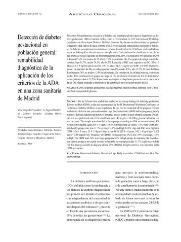 DetecciÃ³n de diabetes gestacional en poblaciÃ³n general - Sociedad ...