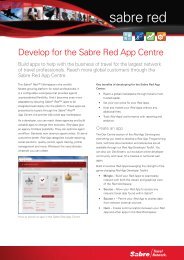 Sabre Red App Centre (for Developers) - Sabre Travel Network