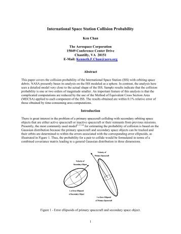 collision probability analyses for earth orbiting satellites