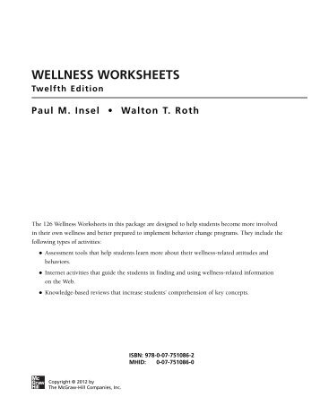 WELLNESS WORKSHEETS Twelfth Edition Paul ... - Novella - MHHE