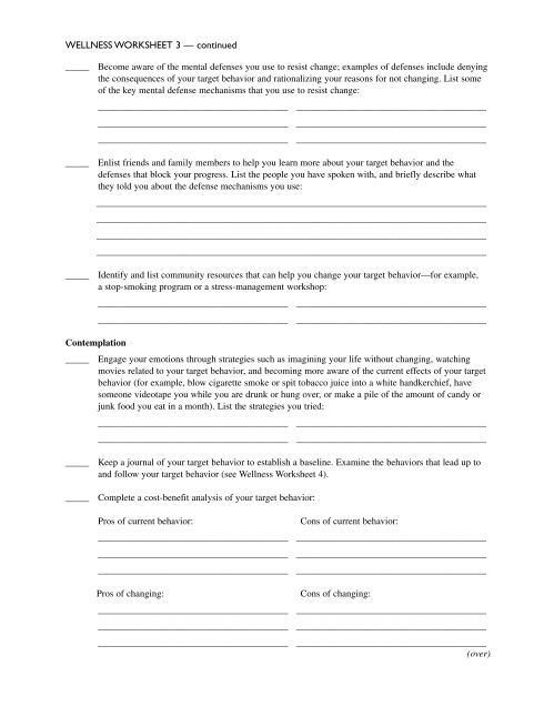 Wellness Model Worksheet WELLNESS
