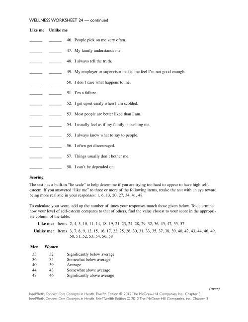 Wellness Model Worksheet WELLNESS