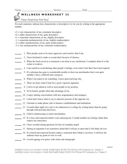 Wellness Model Worksheet WELLNESS
