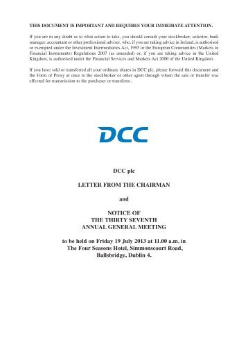 Letter from the Chairman and Notice of Annual General ... - DCC plc