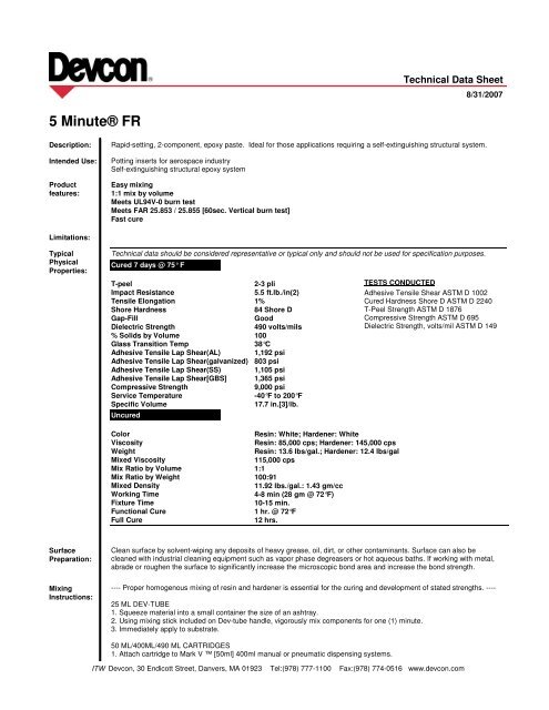 Technical Data Sheet - Devcon