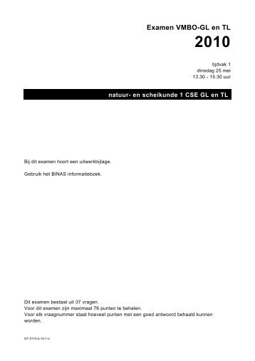 Examen VMBO-GL en TL 2010 - NVON