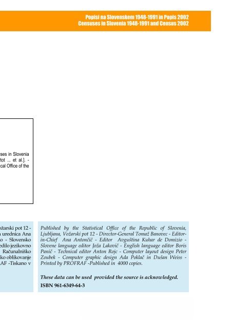 Popisi na Slovenskem 1948-1991 in Popis 2002 - StatistiÄni urad ...