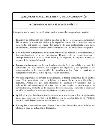 CATEQUESIS PARA EL SACRAMENTO DE LA CONFIRMACIÃN