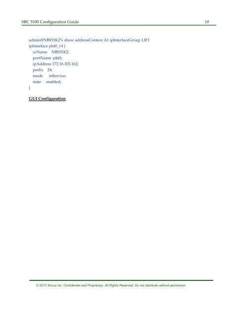 SBC 5100 Configuration Guide - Sonus Networks