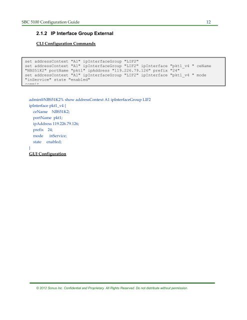 SBC 5100 Configuration Guide - Sonus Networks
