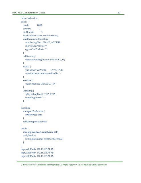 SBC 5100 Configuration Guide - Sonus Networks