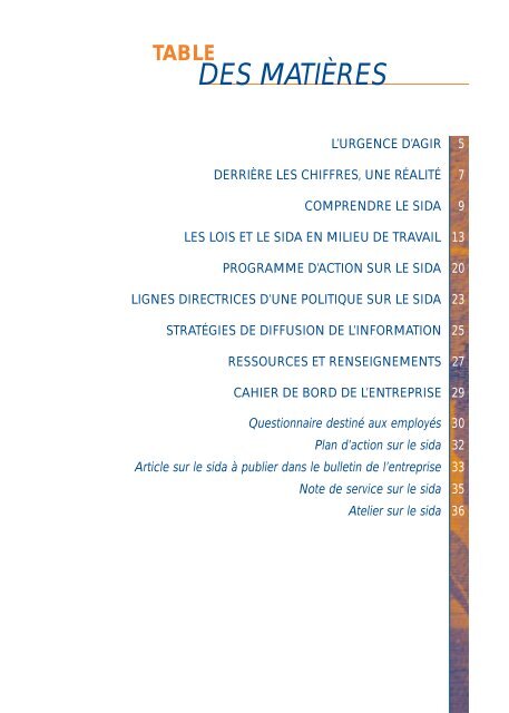 Sida et milieu de travail - Gouvernement du QuÃ©bec