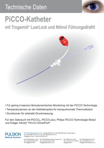 PiCCO-Katheter mit Trogamid® LuerLock und Nitinol Führungsdraht