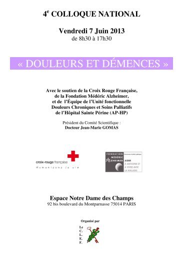 "Douleurs et Démences" - vendredi 7 juin 2013 - Paris ... - Capgeris
