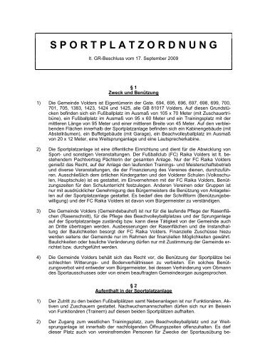 Sportplatzordnung (39 KB) - .PDF - Volders