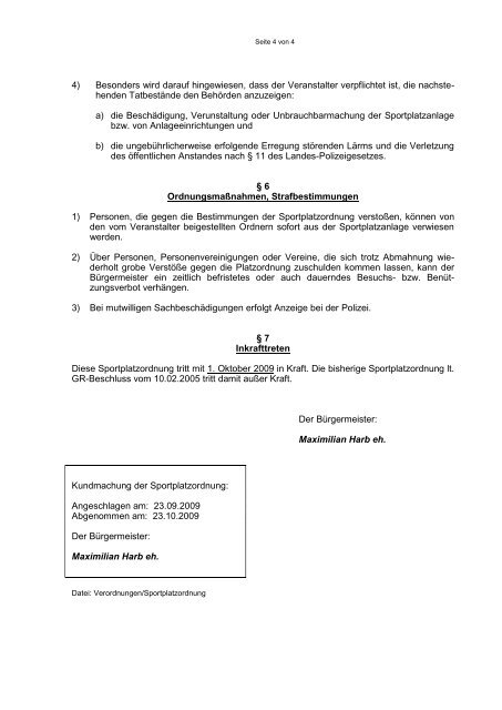 Sportplatzordnung (39 KB) - .PDF - Volders