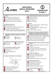 OLIMPUS Sesja jesienna 2011 - Biologia, kl. 1 Gimnazjum