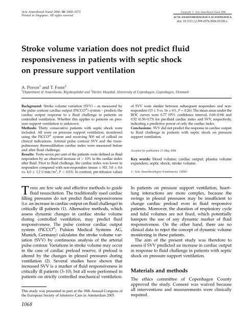 Stroke volume variation does not predict fluid responsiveness in ...